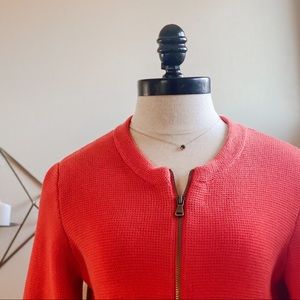 LOFT Fire Orange Zip Up Sweater